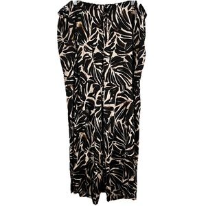 Per Se Pants Womens Adult Size XL Extra Large Black And Brown Floral Leaves